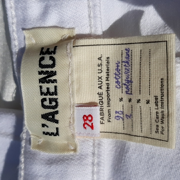 L'AGENCE Sz 28 High Line High Rise Skinny Blanc Destruct Distressed Hem Jeans - Picture 4 of 17